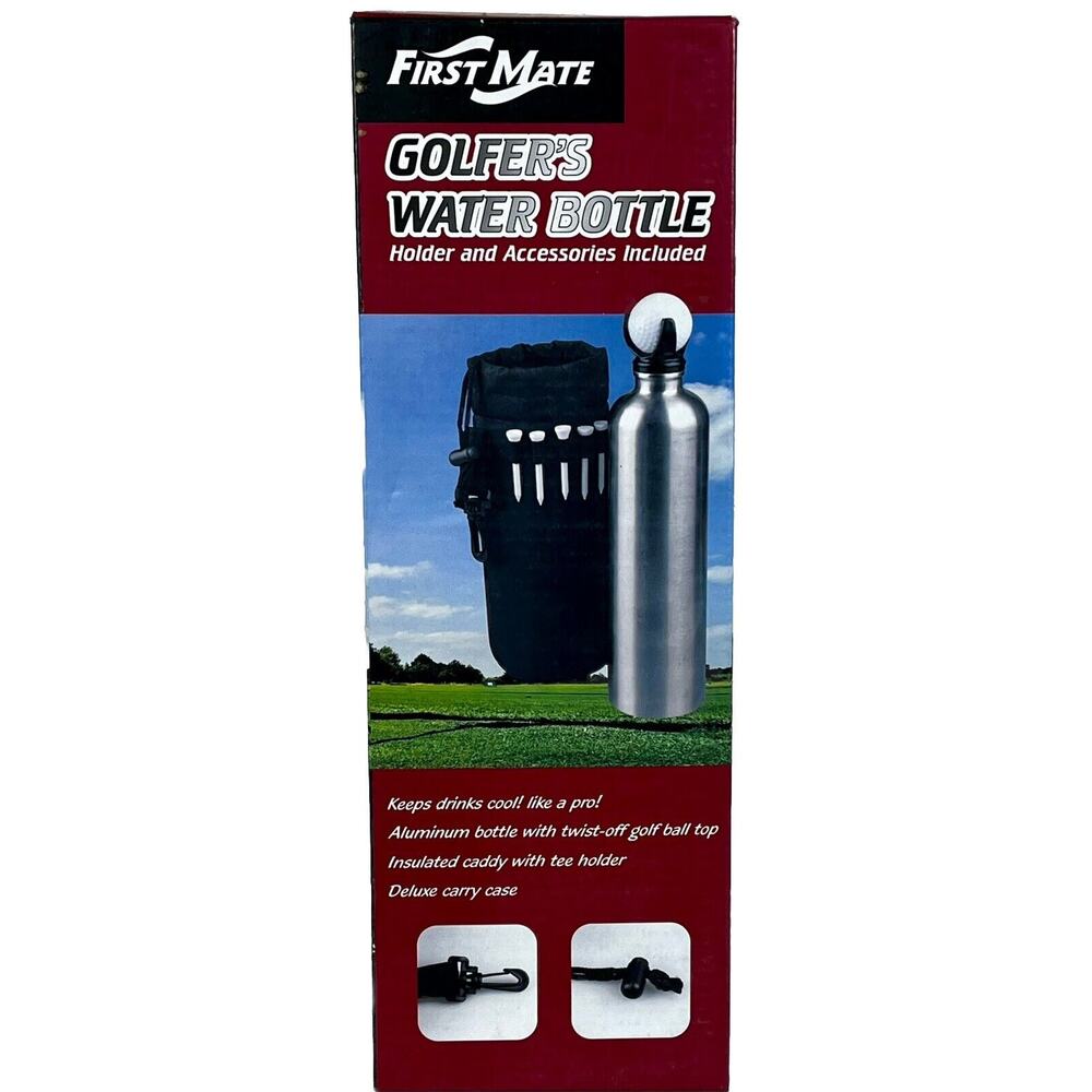 First Mate Golfer's Water Bottle- Sealable , Holder, Tees, and Accessories- NEW